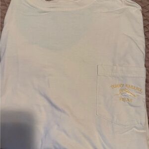 Tommy Bahama Cream Pocket Tee with Gold Embroidery